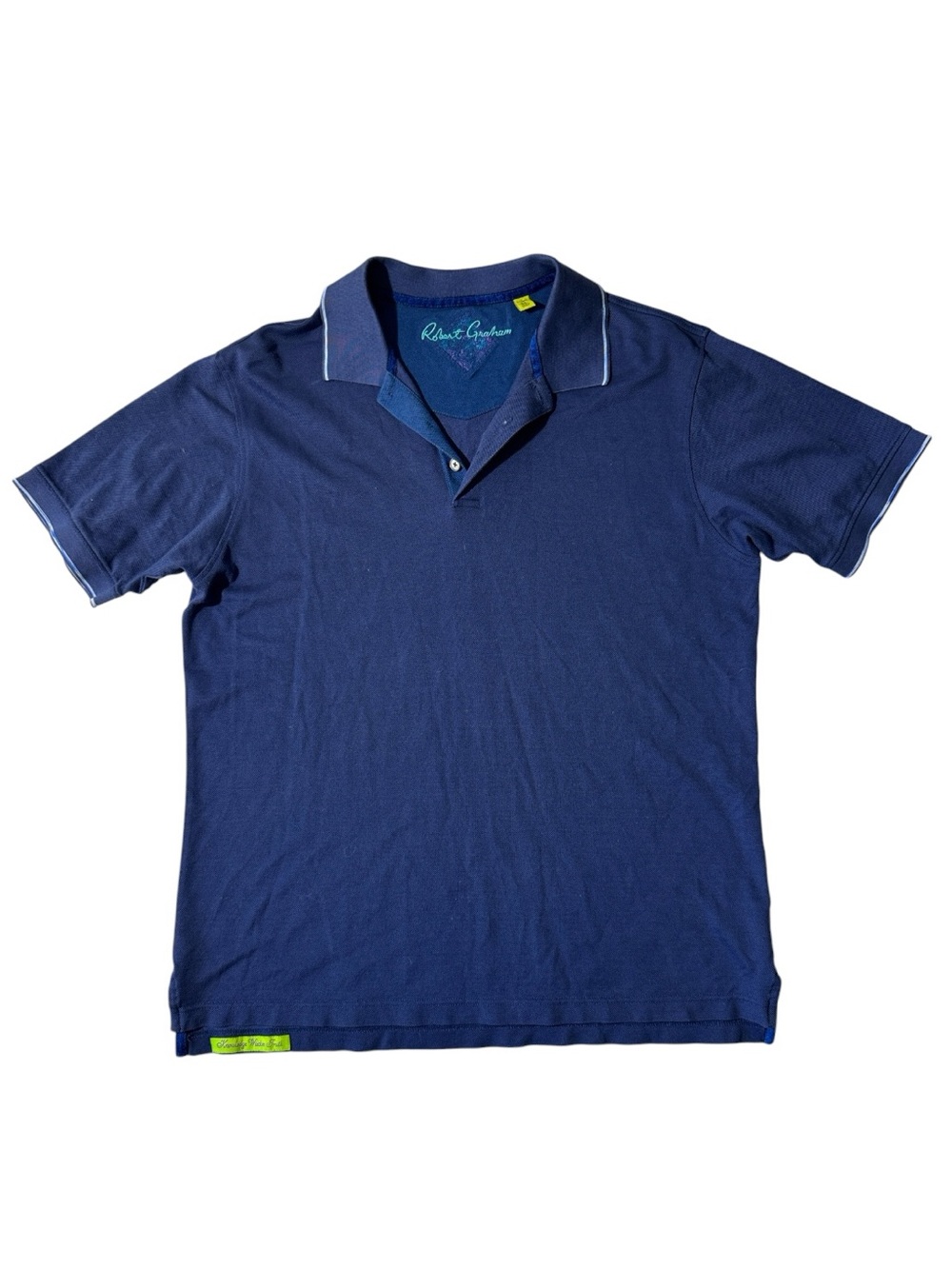 Robert Graham mens XL classic fit blue mercerized cotton pique polo shirt EUC